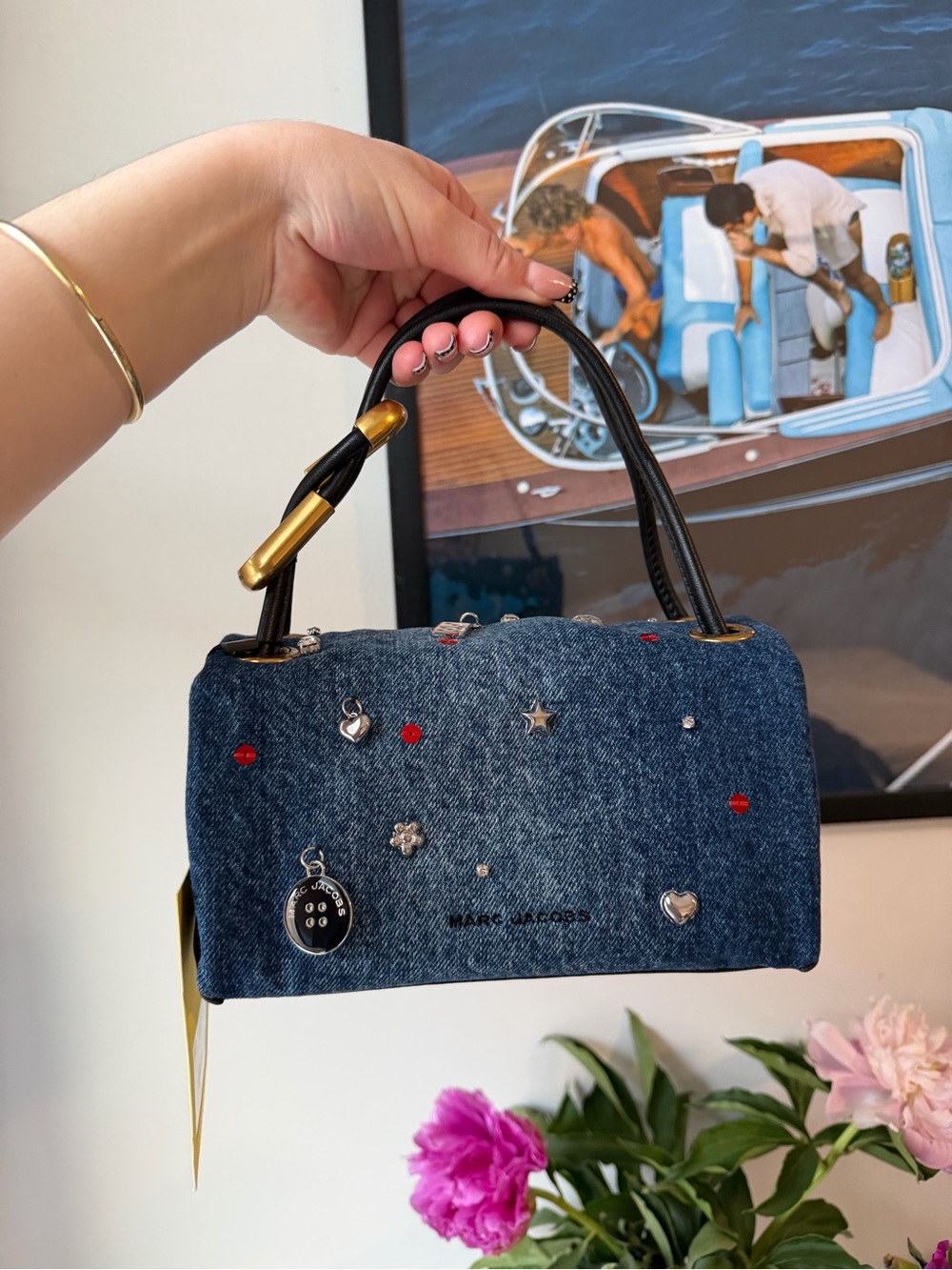 Marc Jacobs THE TRINKET CHARM DENIM MINI DUAL BAG - Picture 3 of 6